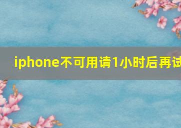 iphone不可用请1小时后再试