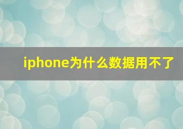 iphone为什么数据用不了