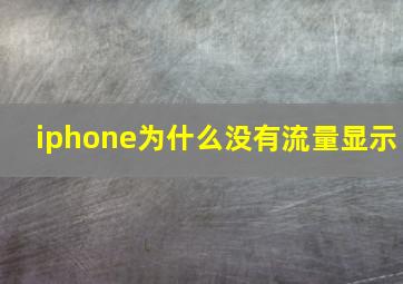 iphone为什么没有流量显示