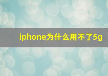 iphone为什么用不了5g