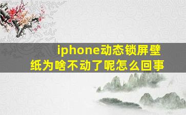 iphone动态锁屏壁纸为啥不动了呢怎么回事