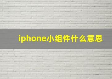 iphone小组件什么意思