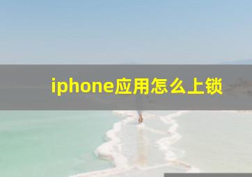 iphone应用怎么上锁