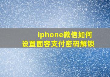 iphone微信如何设置面容支付密码解锁