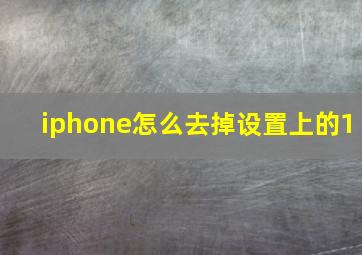 iphone怎么去掉设置上的1