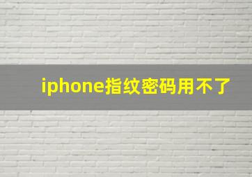 iphone指纹密码用不了