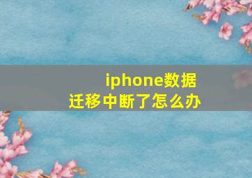 iphone数据迁移中断了怎么办