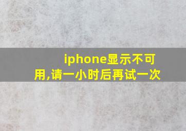 iphone显示不可用,请一小时后再试一次