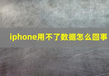 iphone用不了数据怎么回事