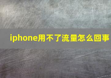 iphone用不了流量怎么回事