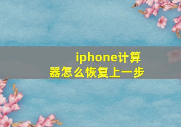 iphone计算器怎么恢复上一步