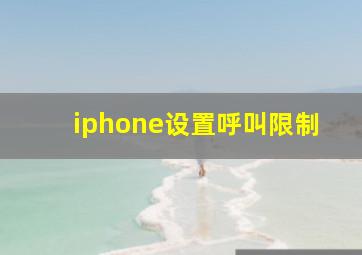 iphone设置呼叫限制