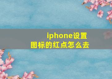 iphone设置图标的红点怎么去