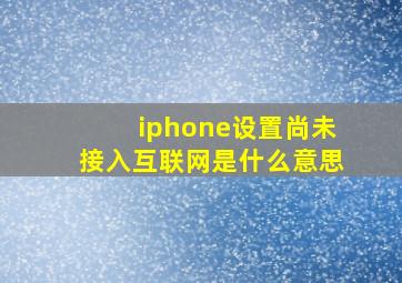 iphone设置尚未接入互联网是什么意思