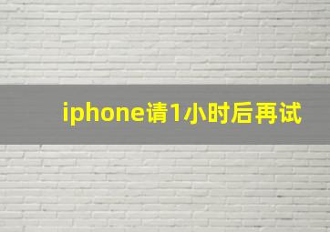 iphone请1小时后再试