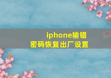 iphone输错密码恢复出厂设置