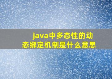 java中多态性的动态绑定机制是什么意思