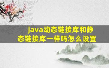 java动态链接库和静态链接库一样吗怎么设置