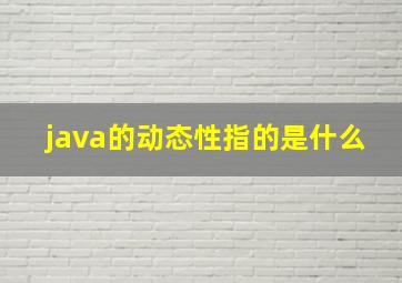 java的动态性指的是什么