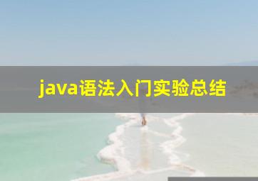 java语法入门实验总结