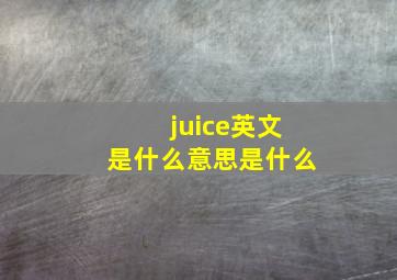 juice英文是什么意思是什么