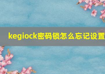 kegiock密码锁怎么忘记设置