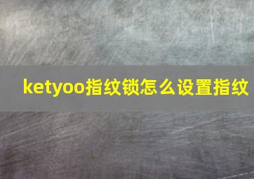 ketyoo指纹锁怎么设置指纹