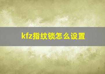 kfz指纹锁怎么设置