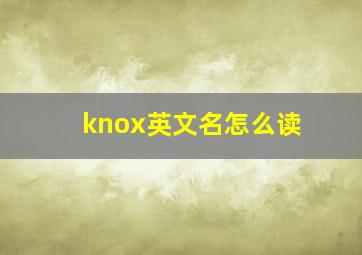 knox英文名怎么读