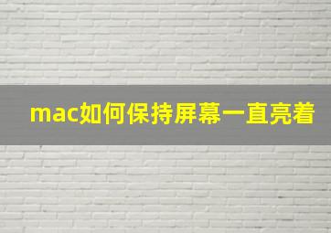 mac如何保持屏幕一直亮着