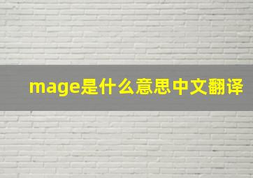 mage是什么意思中文翻译