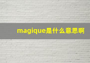 magique是什么意思啊