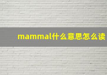 mammal什么意思怎么读