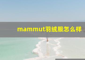 mammut羽绒服怎么样