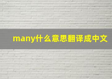 many什么意思翻译成中文