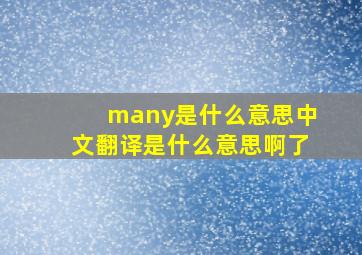 many是什么意思中文翻译是什么意思啊了