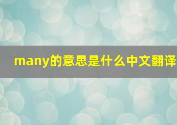 many的意思是什么中文翻译