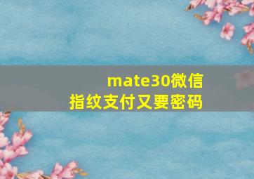 mate30微信指纹支付又要密码