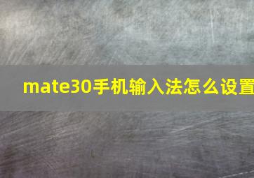 mate30手机输入法怎么设置