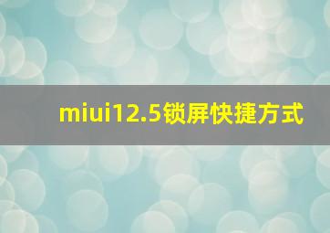 miui12.5锁屏快捷方式