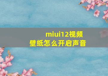 miui12视频壁纸怎么开启声音