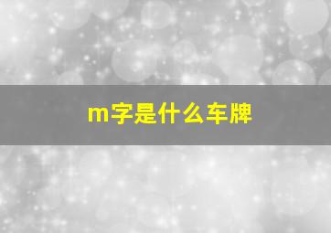 m字是什么车牌