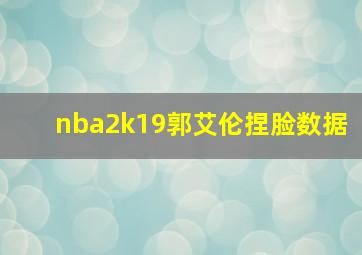 nba2k19郭艾伦捏脸数据