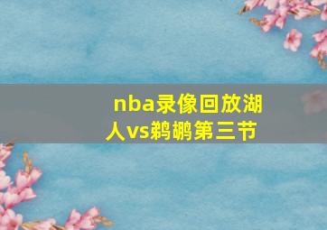 nba录像回放湖人vs鹈鹕第三节