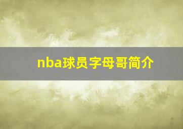 nba球员字母哥简介