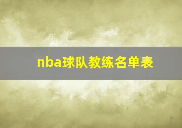 nba球队教练名单表