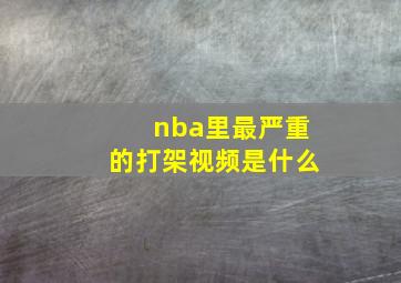 nba里最严重的打架视频是什么