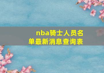 nba骑士人员名单最新消息查询表