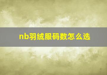 nb羽绒服码数怎么选