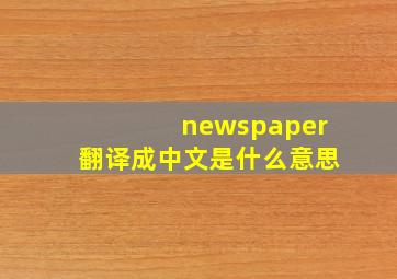 newspaper翻译成中文是什么意思